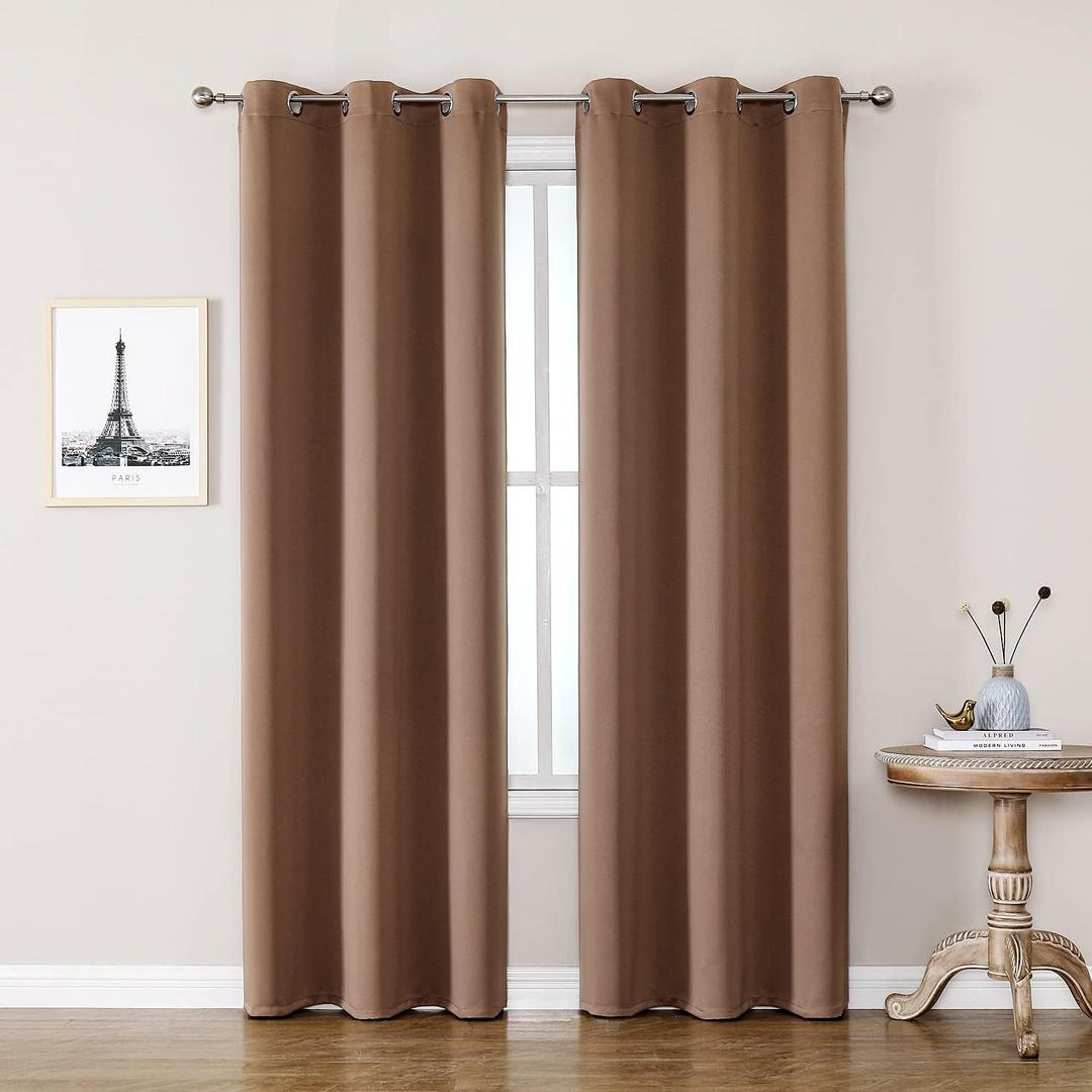 ChrisDowa Blackout Curtains 78 inches Long for Bedroom - 2 Panels Set Grommet Thermal Insulated Room Darkening Curtains for Living Room (Cappuccino, 42 x 78 Inch)