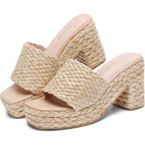 Yavero Espadrille Platform Sandals For Women Raffia Chunky Heels Open Toe Bohemia Sandals for Vacation,Beach, Size 11 