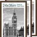 24x36 Poster Frame 3 Pack - Brown Woodgrain, Wood Picture Frame, Wall Gallery Frame - Wall Hanging
