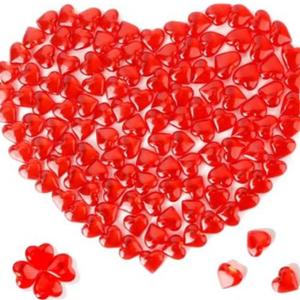 Liwidon Red Acrylic Heart, 120Pcs Heart Gems Reusable Love Heart Ornaments 0.9 Inch Translucent Hearts Shaped Crystal Gems for Vase Filler DIY Crafts Table Scatter Home Wedding Birthday Decorations (Pack Of 2)
