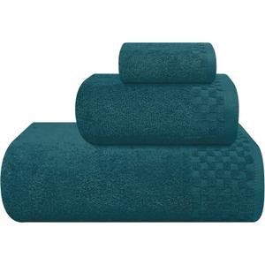 MyOwn Ultra Soft 3 Pack Cotton Towel Set, Contains a Bath Towels 28x55 inch, a Hand Towels 16x24 inch & a Wash Coths 12x12 inch, Ideal Everyday use, Compact & Lightweight - Teal