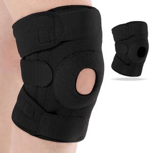 Foilswirl 1 Pcs Kids Knee Brace with Side Stabilizers Patella Gel Pads Adjustable Straps Youth Child Knee Brace Support for Meniscus Tear Sports, Meniscus Tear (Black)