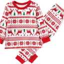 PATPAT Christmas Family Matching Pajama Sets Includes Christmas Socks - Perfect for Family Photos & Holiday Celebrations (8-9 Years, Red/White)