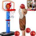 JOYIN Toddler Basketball Hoop Indoor, Adjustable Basketball Goal for Kids with 4 Balls, Game Toys for Playroom Pool Outdoor, Birthday Gift for Baby Boys Girls Age 1 2 3 4 - Air Pump Included (Blue and Orange)