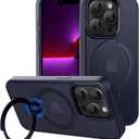 CACOE Magnetic Case for iPhone 13 Pro Max 6.7 inch with 360 Rotatable Ring Stand, Compatible with MagSafe Car Phone Mount, Cases Cover Phone Holder for Desk Meeting/VideosDark Blue