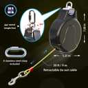 30ft Retractable Dog Leash, 2-in-1 Retractable Dog Lead for Zipline, Aerial Run Cable Trolley Or Stake Anchor, No Tangle Lead Reel for Camping Or Yard (1)