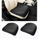 2PCS Leather Car Front Seat Cover, Anti-Slip & Full Wrap Driver Vehicle Seat Bottom Cushion Pad with Storage Pockets, Breathable Comfortable Automotive Chair Protector, Universal Fit (Black)