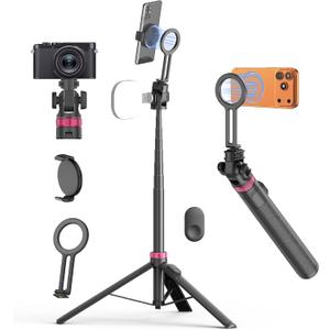 69" Monopod & Magnetic Phone Tripod for All Phones,Selfie Stick for Magsafe with Remote & Phone Mount Adapter,Portable Tripod for iPhone/Android,Camera Accessory Kits,Photo,Vlogging,Travel