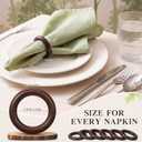 Thenshop 50 Pcs Decorative Wooden Napkin Rings Bulk Exquisite Round Dining Table Napkin Holder Buckles for Elegant Dining Wedding Harvest Holiday Party Home Gift Mini Hanging Ring (Dark Brown)