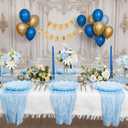 LIYH 20 Pcs Light Baby Blue Plastic Plates Reusable 7.5 Inch - Unbreakable Scalloped Dessert Plates for Weddings Camping Party Outdoor Picnics Dishwasher Safe BPA Free(20Guests)