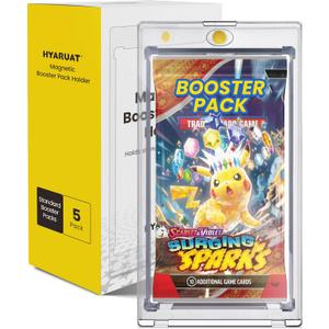 Magnetic Booster Pack Holder  5 Pack One-Touch UV & Acid-Free Clear Display Case for Standard TCG and Sports Booster Packs