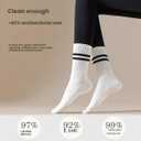 Grippy Pilates Socks with Grips for Women, Non Slip Yoga Socks, 3 Pairs (Striped-Black-White-Gray)