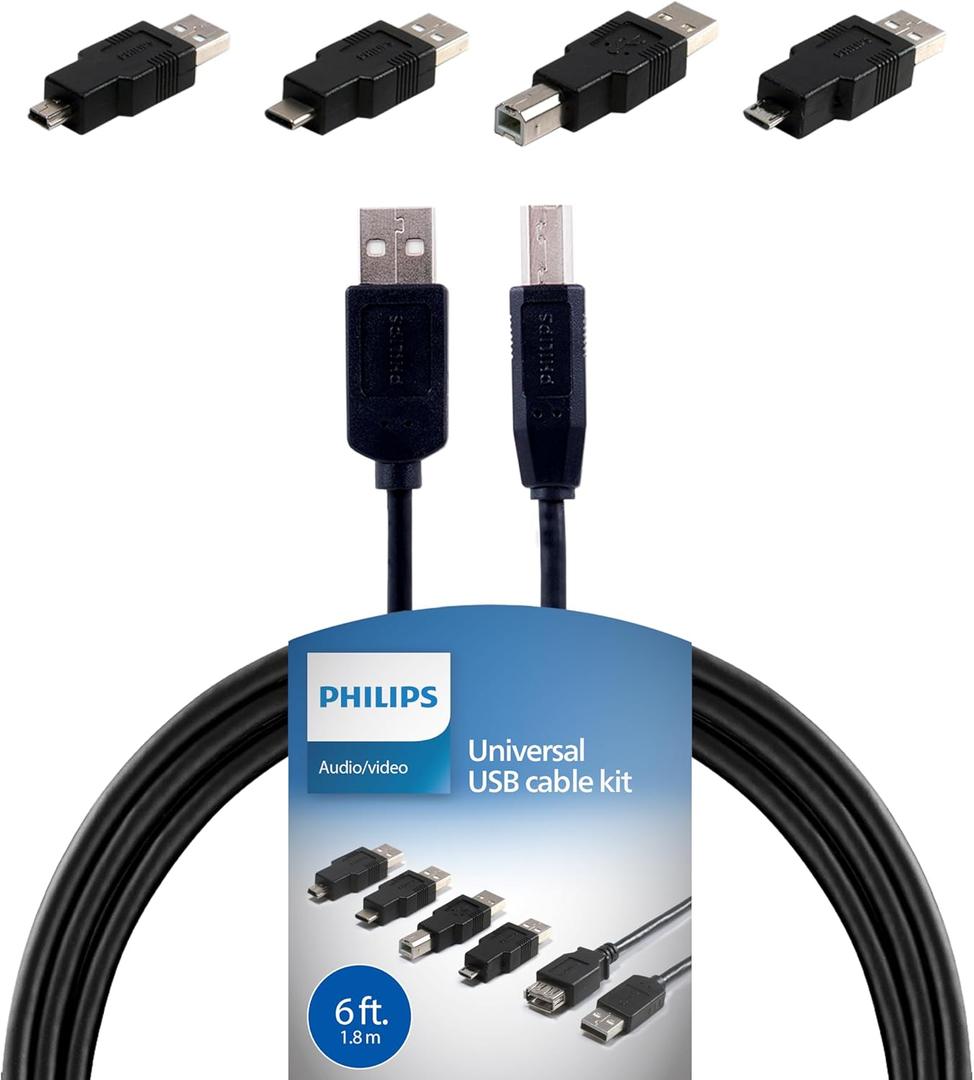 Philips Universal Cable Kit, USB 2.0, 6ft