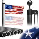 Heavy Duty Flag Pole 25 FT 12 Gauge Extra Thick Aluminum Flag Pole Holder for Outside House Outdoor Metal Flag Pole Kit