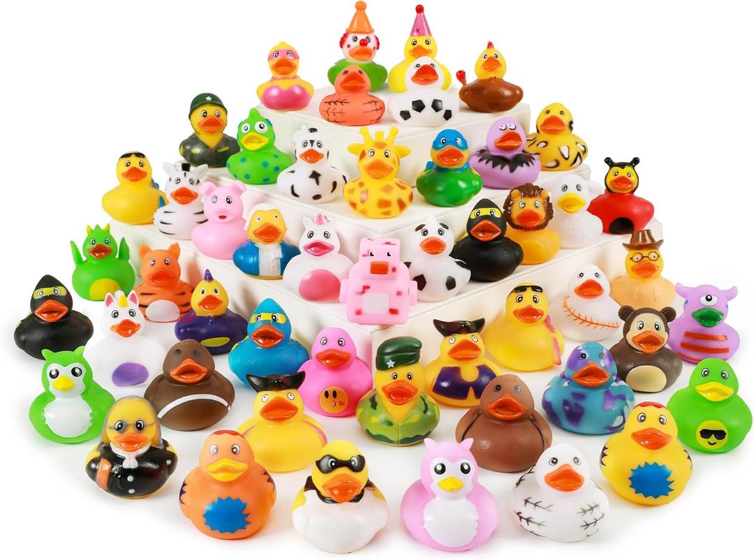 30 Pack Rubber Duck for Jeeps Ducking - 2.3 Inch Bulk Floater Duck for Kids - Baby Bath Toy Assortment - Party Favors, Birthdays, Bath Time, and More (30 Varieties)