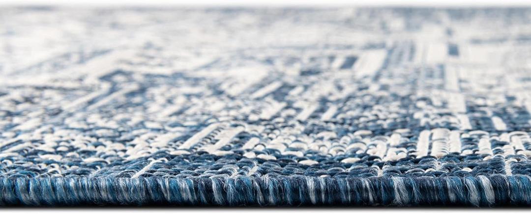 Rugs.com Outdoor Aztec Collection Rug  2' x 3' Blue Flatweave Rug Perfect for Living Rooms, Large Dining Rooms, Open Floorplans (2' 2 x 3')