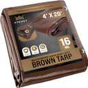 ATERET 4' x 20' Super Heavy Duty 16 Mil Brown Poly Tarp Cover - UV Resistant, Thick Waterproof, Rip and Tear Proof Tarpaulin with Grommets and Reinforced Edges
