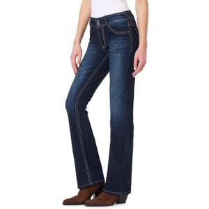 WallFlower Luscious Curvy Bootcut Jeans for Women, Mid-Rise Insta Stretch Denim, Size-Inclusive Juniors Jeans (Blue, M)