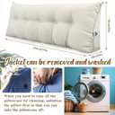 Wenqik Wedge Pillow King Triangular Headboard Bed Reading Backrest Back Support Long Pillow with Removable Cover for Dorm Room Supplies Housewarming Gift(White)