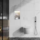 Lighted Shower Niche,Bathroom Wall Niche with LED Light Strip Waterproof,No Tile Needed,Double Shelves Stainless Steel,(Matta White, 18 * 12 * 4 in)