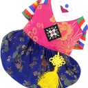 SELMAI Ethnic Dog Costume Korean Traditional Knot Pendant Norigae Hanbok Embroidery Silk Pet Clothes Outfit Color Dress for Small Puppies Large Cat Apparel Birthday Party Festival Celebration Girl S