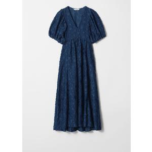 SHINNYVERSE Long Puff Sleeve Maxi Dress in navy blue Small