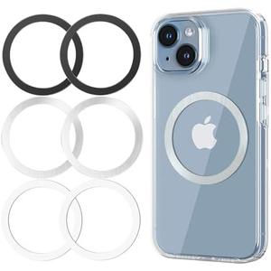 KALAPOP Metal Rings 6PCS,Ultra-Thin(0.4mm)for MagSafe Sticker/Magnetic Adapter/Phone Cases/Wireless charger,Compatible with iPhone 17/Air/16/15/14/13,Galaxy S24/S23/S22/Kindle,For Mag Safe Accessories
