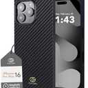 Cocomii - Rectangle Case Compatible with iPhone 16 Pro Max - Compatible with MagSafe, Carbon Fiber Texture, Aramid Pattern, Glossy, Magnetic Phone Case for iPhone 16 Pro Max 6.9 inch, Black