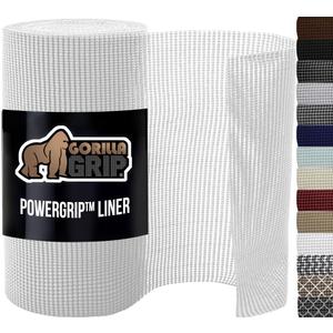 GORILLA GRIP powerGRIP Drawer Shelf and Cabinet Liner, Thick Strong Hold, Non-Adhesive Liners Protect Kitchen Cabinets and Cupboard, Bathroom Drawers, Easy Install, Breathable Mat, 24" x20' Snow White