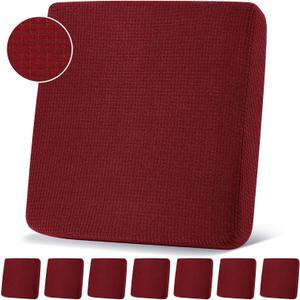 Newwiee 8 Patio Stretch Sofa Cushion Covers Outdoor Cushion Covers Replacement Couch Slipcovers Sofa Seat Cover Soft Chair Cover Furniture Protector for Pet (Wine Red)