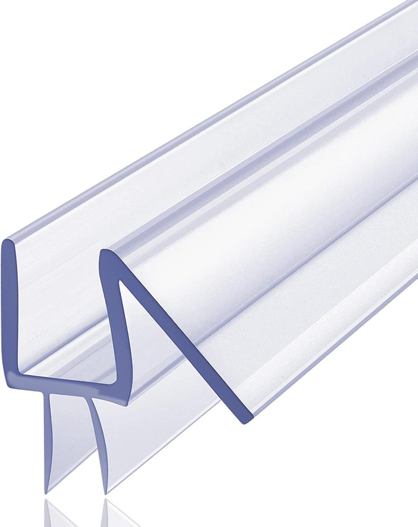 Butecare Premium Frameless Shower Door Bottom Seal Strip for Glass Doors - Shower Door Seal Sweep (1/2 x 39, Clear Vinyl)