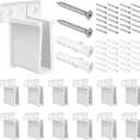 12 Pack White Brackets for Shelves Wall Mount Wire Shelf End Brackets Plastic Closet Bracket with 24 PCS Screws and 24 PCS Expansion Tubes Heavy Duty Corner Support for Cabinets Closets