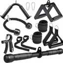 10-in-1 Cable Machine Attachments Set for Gym - Includes Tricep Rope, V-Bar, Straight Bar, D-Handle, Ankle/Wrist Straps, Storage Bag - Compatible with LAT Pulldown & Home Gym Cable Machines