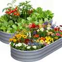 2 Pack 6x3x1ft Raised Garden Bed, 12" Tall Galvanized Metal Raised Beds for Gardening, Rust Resistant Elevated Garden Bed, Planters Box Kit for Outdoor Plants Vegetables Flowers Herbs Tomatoes, Grey