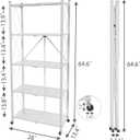 5 Tier Folding Shelf with Wheels,Metal Steel Collapsible Shelves,No Assembly Portable Shelves Organizer Rack,Rolling Standing Utility Rack for Kitchen, Pantry, Office, White, 5 Tier-New