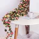 Miracliy 9Pcs 74FT Flower Garland Artificial Rose Arch Vines Fake Spring Floral Garland for Flower Wall Backdrop Wedding Mothers Day Garden Tea Party Decoration
