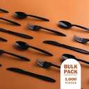 PLASTICPRO 1000 piece Cutlery Combo set of Black Plastic Forks, Spoons, and Knives Disposable Colored Cutlery Bulk Pack Variety Pack for Party Home Office