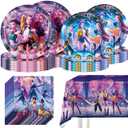 For Demon Movie Hunters Party Tableware, 20 Plates and 20 Napkins and Tablecloth71 '' x 42 ''Demon Movie Hunters Party Birthday Party Decorate Supplies