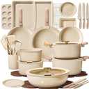 CAROTE 49pcs Pots and Pans Set, Ceramic Cookware Set with Detachable Handle, 49 Piece