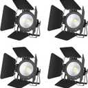 BETOPPER White Stage Par Lights w/Barndoor Professional 100W COB Spotlight Bright DJ Light Strobe Lighting for Church,Parties,Wedding,Therter,Live Events,Stage etc.4