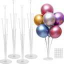 JOYYPOP 4 Sets Balloon Stand Kit For Table, Balloon Sticks with Base Birthday Graduation Party Decorations Wedding (White)
