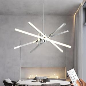 Modern Sputnik Chandelier Ceiling 82W LED Chrome Pendant Light Embedded Mount Chandeliers Dining Room Light Fixtures Over Table Dimmable with Remote Control for Living Room Kitchen Bedroom (Chrome)