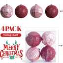 Large Pink Christmas Ornaments 5.9 inch Pink Christmas Balls 4 PCS Decorative Hanging Ornaments Large Christmas Tree Balls Ornaments for Home Party Holiday Xmas Gifts