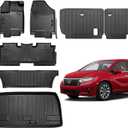 for 2018-2024 2025 Honda Odyssey Mini Passenger Van Floor Mats 3 Row Trunk Cargo Liners and Backrest Mat Full Set TPE Rubber Protection Mat Accessories (Floor Mats 3 Rows+Cargo Liners+Backrest Mat)