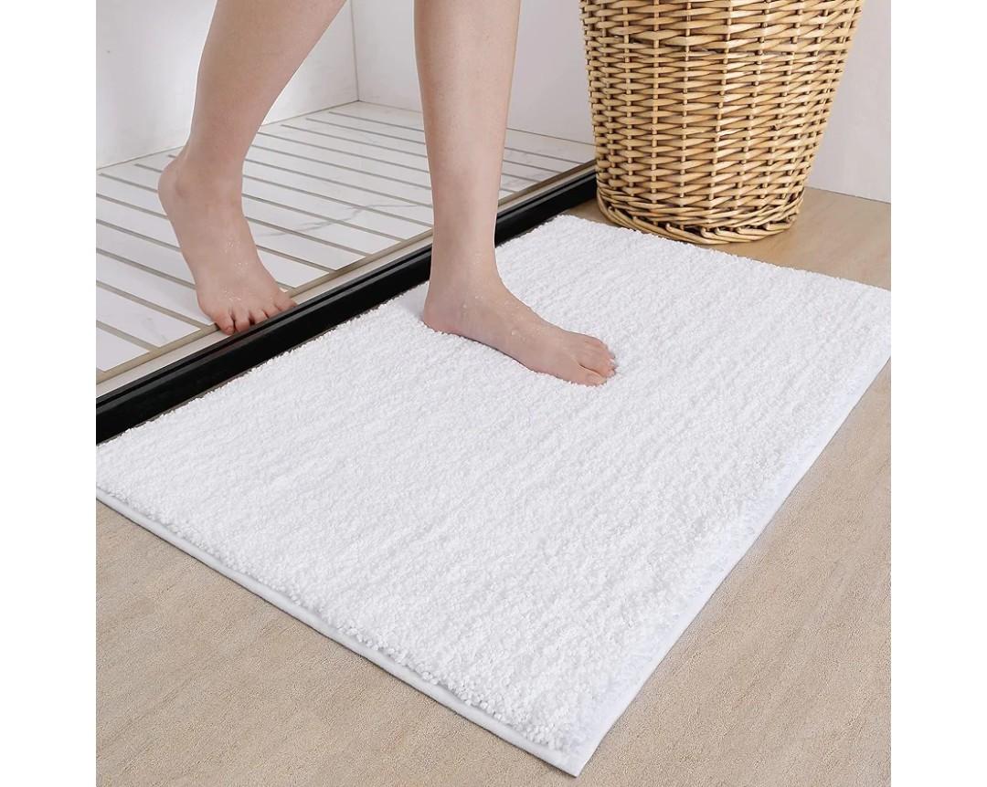 Threshold White Bathroom Rugs, Absorbent, Non Slip, Soft, Washable, Quick Dry, 16x24 inch White Bath Mats for Bathroom, Low-Profile Bath Rug Shower Mat Outside Shower