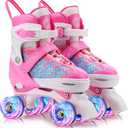 Gonex Roller Skates for Girls Kids Boys Women with All Light Up WheelsAdjustable Rollerskates for Beginners Toddler Youth, Gift for Indoor Outdoor (Large Size 4-7 Big Kids)