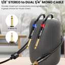 Tisino 1/8 to 1/4 Stereo Cable, 1/8 Inch TRS Stereo to Dual 1/4 inch TS Mono Y-Splitter Cable 3.5mm Aux Mini Jack to Jack Breakout Cord for Smartphone, CD Player, Speakers, Amplifiers - 10 feet