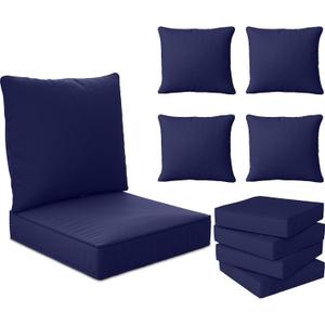 22" x 22" x 6" Outdoor Deep Seat Cushions Set - 4 Set Waterproof & Fade Resistant Patio Furniture Replacement Cushions, Non-Slip Outdoor Cushions Fit Loveseats