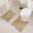 Cupic Cupid Chenille Bathroom Rugs Sets 2 Piece, Bathroom Rugs Non Slip Washable, Extra Thick Soft Absorbent Bath Mats, Quick Dry Shaggy Rugs for Tub, Shower, Toilet, Khaki 16"x24" + 20"x24" U-Shape