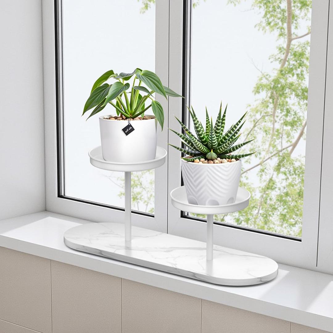 Window Sill Plant Shelf, 2-Tier Window Shelf for Plants, Window Plant Shelves, Desk Tabletop Windowsill Plant Display Stand for Living Room, Balcony, Kitchen
